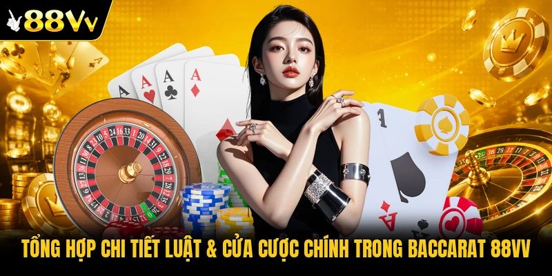 Tổng hợp chi tiết luật & cửa cược chính trong Baccarat 88VV